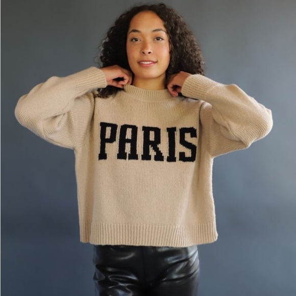 Anine Bing Kendrick Wool Cashmere Blend Crewneck Sweater Camel NEW with tags - Picture 10 of 13